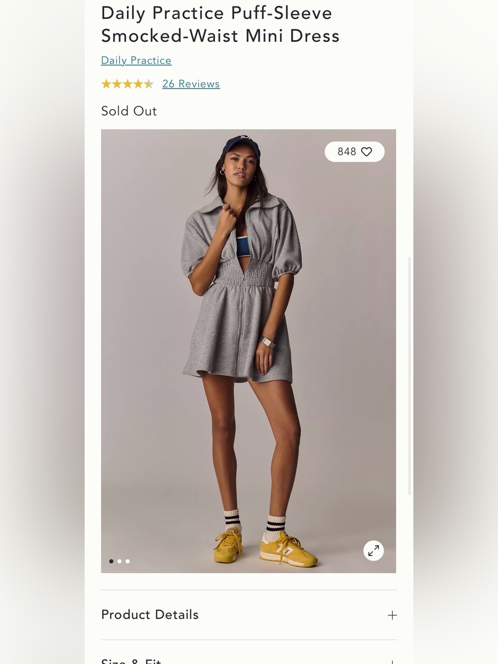 ✨Anthro’s Daily Ritual✨- Gray Heather Short Sleeve Zip-Smock Dress - SOLD OUT - Picture 2 of 11